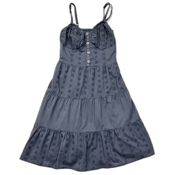 Hollister Dresses & Skirts - Hollister California Women’s Blue Eyelet Dress with Smocked Top Adjustable Strap